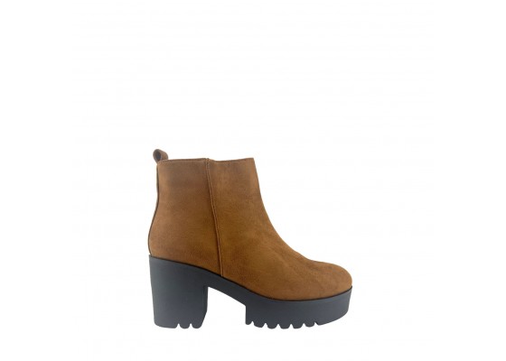 Botín De Tacón Ancho Plataforma